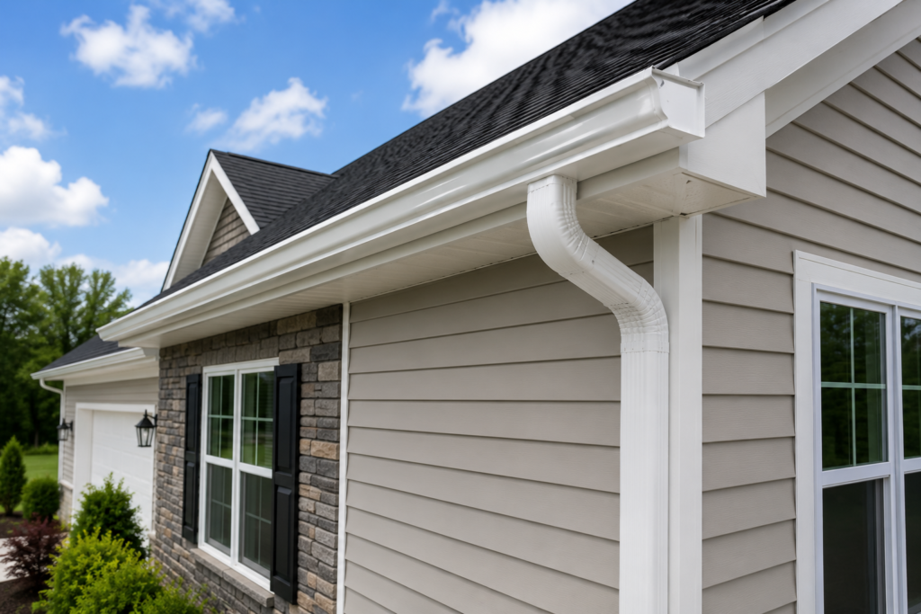 gutter installation Chesterfield seamless gutter system on residential home